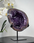 Beautiful Uruguayan Amethyst Geode with Blue Banded Agate Shell - MWS1662