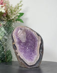 Unique Amethyst Geode, Calcite Crystal, Agate & Jasper Shell - CBP0412