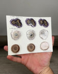 Unique Amethyst, Quartz & Agate Stalactite Slices Set - Natural Crystal for Handmade Jewelry - STS0011