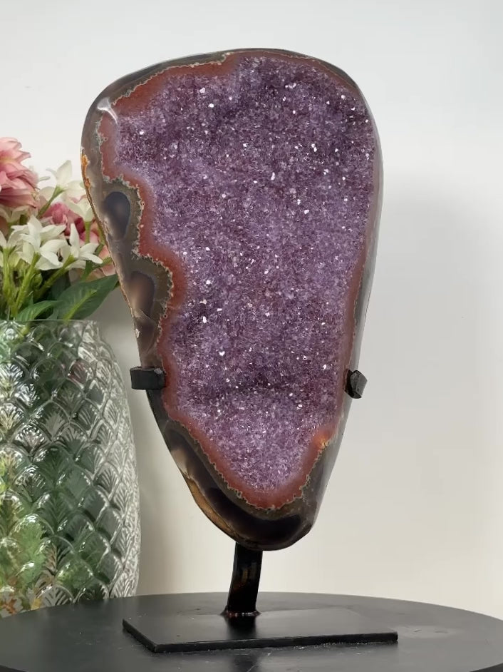 Huge Natural Amethyst Cluster with Red Agate Shell - AWS1355