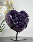 A+ Grade Natural Amethyst Heart Carving with Metal Stand - HST0230