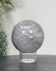 Natrual & Quartz Sphere with Wooden Stand with uilt-in LED Light - SPH0139