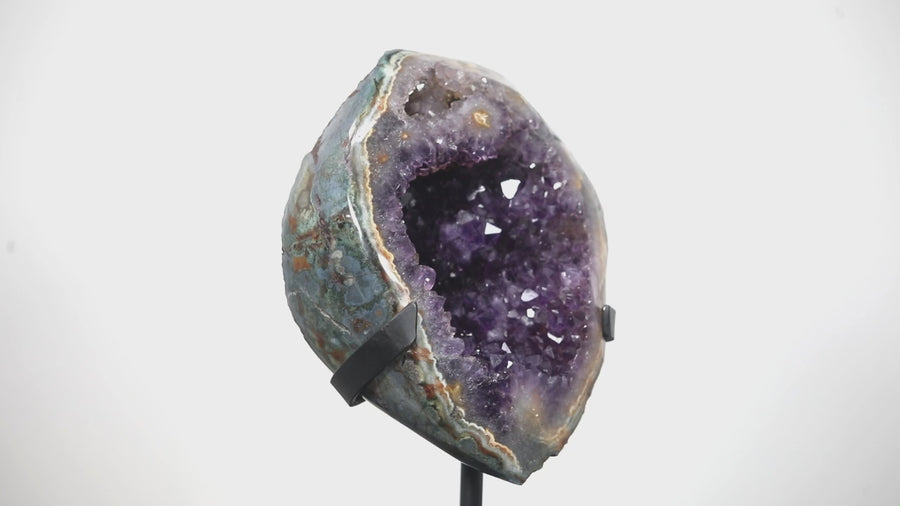 Outstanding Amethyst Geode with Green Jasper Shell, Stand Included - MWS0070