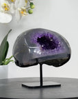 Natural Blue Agate & Amethyst Geode with Handmade Metallic Stand - MWS1552