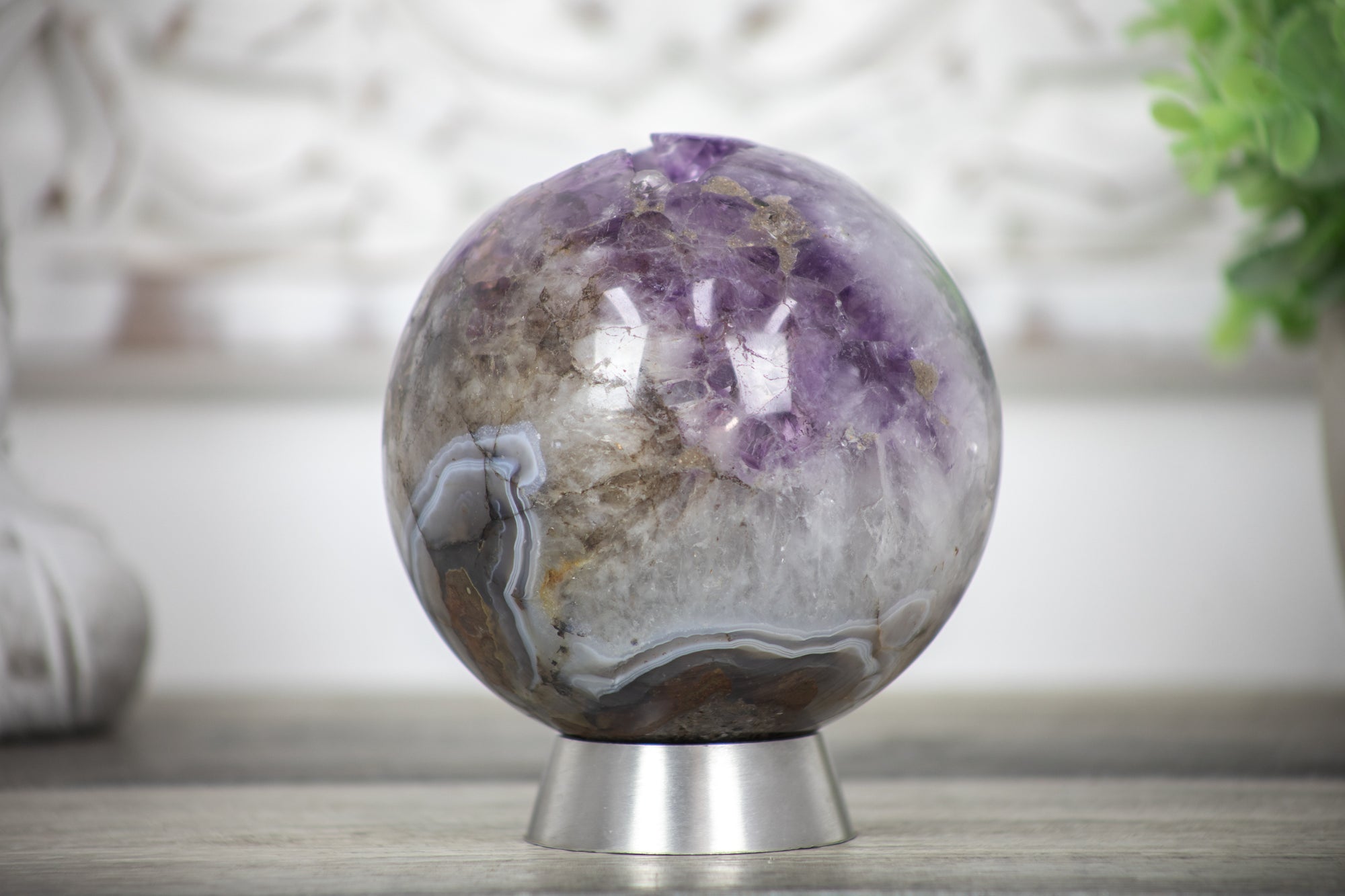 Natural Amethyst Stone Sphere GEode - SPH0108