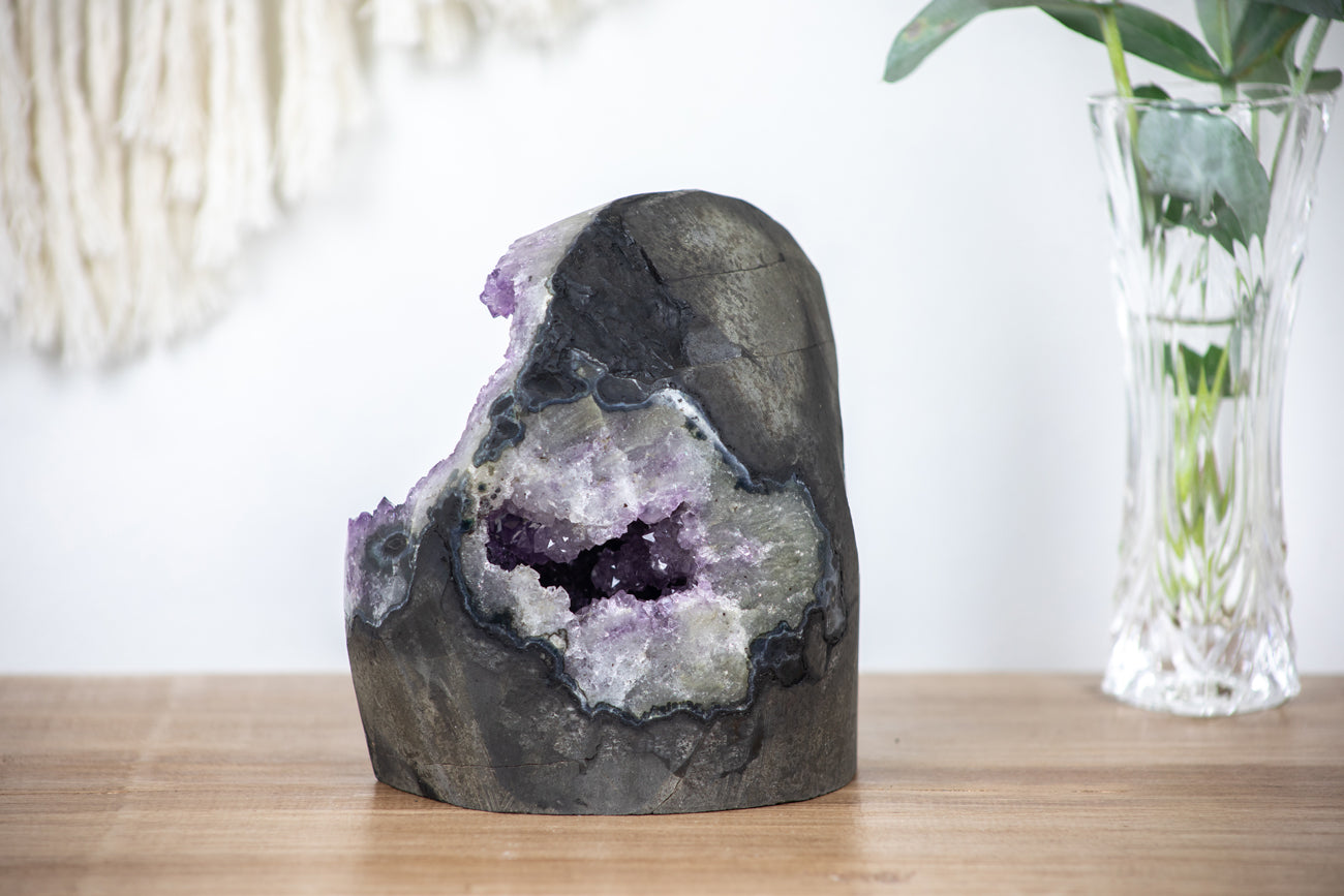 Amethyst Geode with Beautiful Calcite Crystal Specimen - MSP0178 - Southern Minerals 