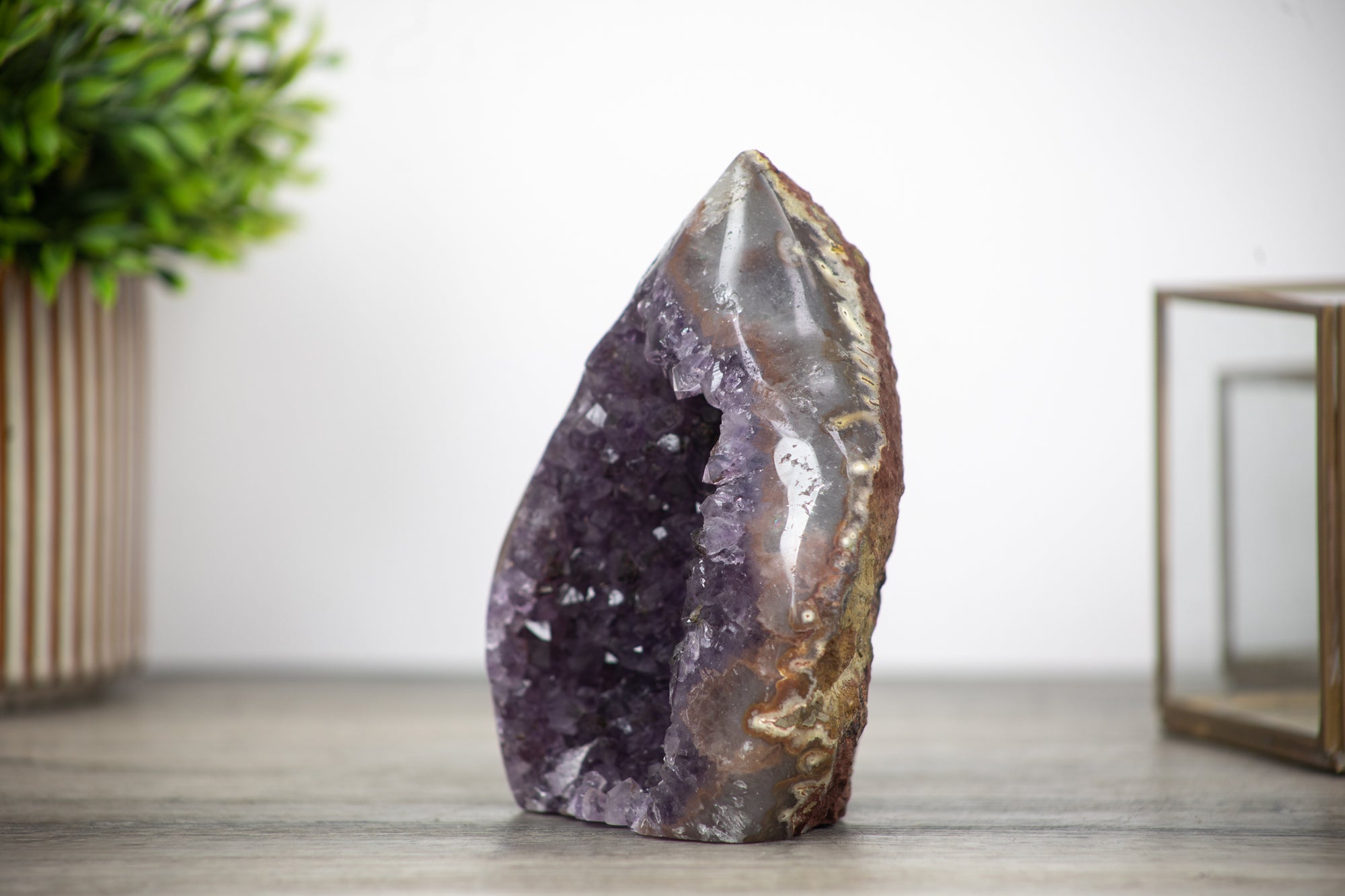 Amethyst &amp; Quartz Stone Flame Carving - FST0039