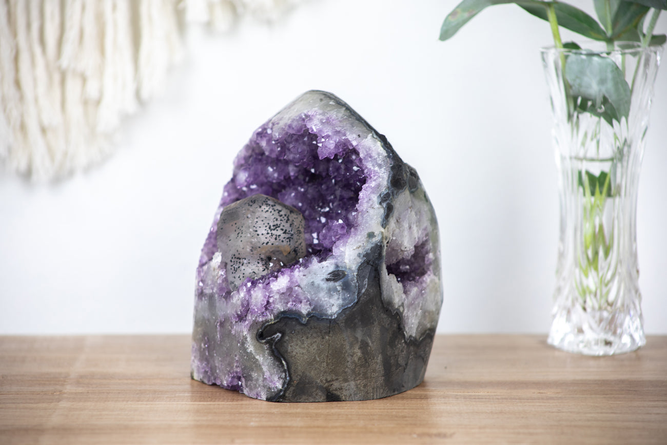 Amethyst Geode with Beautiful Calcite Crystal Specimen - MSP0178 - Southern Minerals 